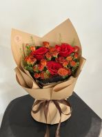 Fresh Red Roses with Spray Roses