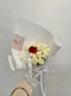 Fresh White Roses with Single Red Rose