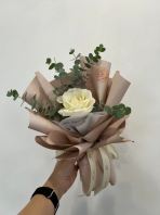 Fresh White Rose with leaf