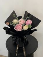 Fresh Pink Roses with White Rose and leaf