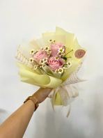 Fresh Pink Roses with Chamomile