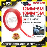 BOSSMAN BAT-125 / BAT-185 / BAT125 / BAT185 12MM x 5M / 18MM x 5M  Double Sided Acrylic / Nano Tape