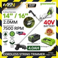 [4.0AH SET] GREENWORKS STF403 40V Cordless String Trimmer 1200W + 1 X Battery 4.0Ah + Charger