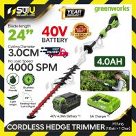 [4.0Ah SET] GREENWORKS PTF416 40V 24" / 60CM Brushless Cordless Hedge Trimmer + 1 x Battery 4.0Ah + Charger