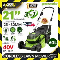 [SOLO - Machine Only] GREENWORKS LMB474 60L 40V 21" / 53CM Brushless Cordless Lawn Mower 1500W (No Battery & Charger)