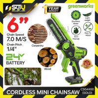 [SOLO - Machine Only] GREENWORKS CSG4450 24V 6" / 15CM Cordless Mini Chainsaw 550W (No Battery & Charger)