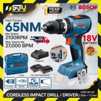 [SET] BOSCH GSB18V-65 / GSB18V65 18V 65NM Gerudi Hentak / Cordless Impact Drill / Driver w/ 2 x Batteries 2.0Ah + Charger