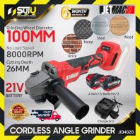 [SET] JETMAC JID4020 21V 4" / 100MM Cordless Angle Grinder w/ 2 Batteries 4.0Ah + Charger