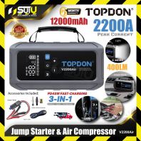 TOPDON V2200Air / V2200 Air 3IN1 Jump starter & Tyre Inflator w/ 4 Mode Light