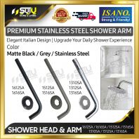 ISANO 1512SA / 1516SA / 1612SA /1616SA / 1310SA / 1312SA / 1316SA 10" / 12" / 16" Stainless Steel Shower Head & Arm (Matte Black / Grey / Stainless Steel)