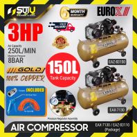 [PACKAGE]  EUROX EAX7130 / EAW7130 / EAZ83150 3HP 150L 8Bar Belt Air Compressor / Kompresor 1080RPM