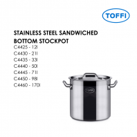 TOFFI C4400 STAINLESS STEEL SANDWICHED BOTTOM STOCKPOT C4425 C4430 C4435 C4440 C4445 C4450 C4460