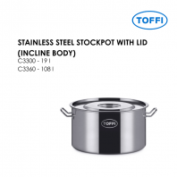 TOFFI C3300 STAINLESS STEEL STOCKPOT WITH LID (INCLINE BODY) C3335 C3360