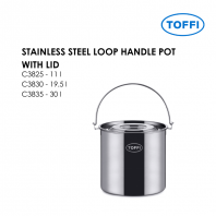 TOFFI C3800 STAINLESS STEEL LOOP HANDLE POT WITH LID C3825 C3830 C3835
