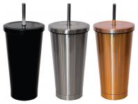 AM39 �� AUTO MUG STRAW WITH LID STAINLESS STEEL 304 (INNER) + DOUBLE WALL / HIGH GRADE GLOSSY FINISH 500ml 470gsm (COMES WITH BOX) [PREMIUM QUALITY ]