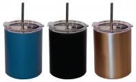 AM41 �� AUTO MUG STRAW WITH LID STAINLESS STEEL 304 (INNER) + DOUBLE WALL / MATTE FINISH 350ml 300gsm (COMES WITH BOX) [PREMIUM QUALITY ]
