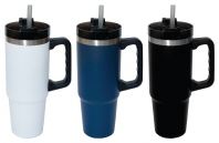 AM48 �� AUTO MUG STAINLESS STEEL 304 (INNER) & POLYPROPYLENE (PP) STRAW WITH LID COVER 900ml 520gsm (COMES WITH BOX) [PREMIUM QUALITY ]