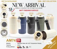 AM74 �� AUTO MUG STAINLESS STEEL WITH LED TEMPERATURE DISPLAY + MATTE FINISH 450ml 272gsm (COMES WITH BOX) [12 HOUR HEAT RETENTION ] [NEW PRODUCT 2026]