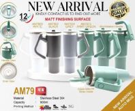 AM79 �� AUTO MUG STAINLESS STEEL 304 (INNER) WITH PP STRAW + MATTE FINISH 900ml [PREMIUM QUALITY ] [12 HOUR HEAT RETENTION ] [NEW PRODUCT 2026]