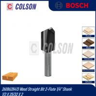BOSCH 2608628413 Wood Straight Bit 2-Flute 1/4�� Shank 1/2 X 25/32 X 2