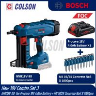 BOSCH New 18V Combo Set 3 GNB18V-38 Nail Gun FOC Procore 18V 4.0Ah Battery + NB 19/25 Concrete Nail X 1000pcs