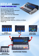 Kevlar Power 8 8 channel Professional Powered Mixer