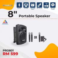 (MCMC Approved) DYNAMAX PRO801   8-Inch Portable Wireless Speaker with Dual UHF Microphones  Karaoke & PA System