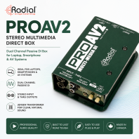 Radial Engineering ProAV2 Kotak DI Multimedia Stereo Dwi-Saluran   Direct Box Pasif Profesional untuk Sistem AV & PA