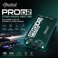 Radial Engineering ProD2 Stereo Passive Direct Box   Kotak DI Stereo Dwi-Saluran Profesional untuk Keyboard, Synthesizer, DJ & Sistem PA