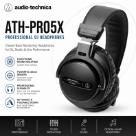 Audio-Technica ATH-PRO5X Fon Kepala DJ Profesional | Fon Kepala Monitor Tertutup untuk DJ, Studio Rakaman & Persembahan Langsung