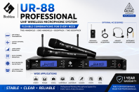 Blackline UR88 Dual Handheld UHF Wireless Microphone   MCMC Certified Long Range Wireless Mic