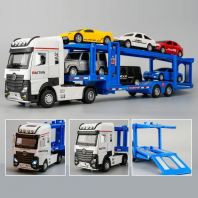 1/32 Scale Double Layered Engineering Transport Car Model Toy Alloy Diecast with Pull Back and Sound Light Vehicle for Boy Gifts