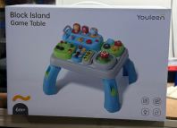 Youleen Block Island Game Table   Interactive Building Blocks Activity Table for Kids  Educational Play Table with Island Map & Puzzle Games