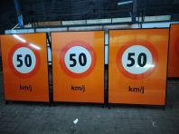 Temporary Site Safety Solutions | Reflective Roadside 50km/j A-Frame Sign Manufacturer in Juru Penang