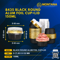 BLACK ROUND ALUM FOIL CUP+LID