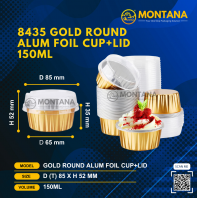 GOLD ROUND ALUM FOIL CUP+LID