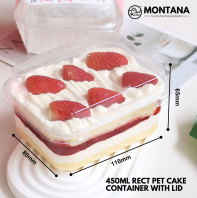 450ML RECT PET CAKE CONTAINER WITH LID