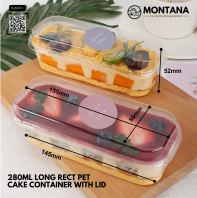 280ML LONG RECT PET CAKE CONTAINER WITH LID
