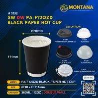 (5352) SW DW PA-F12OZD BLACK PAPER HOT CUP