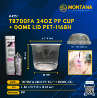(4250) TB700FA 24OZ PP CUP + DOME LID PET-1168H