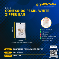 (4116) CONF60100 PEARL WHITE ZIPPER BAG