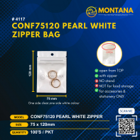 (4117) CONF75120 PEARL WHITE ZIPPER BAG