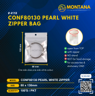 (4118) CONF80130 PEARL WHITE ZIPPER BAG