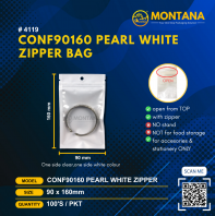 (4119) CONF90160 PEARL WHITE ZIPPER BAG