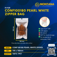 (4120) CONF100180 PEARL WHITE ZIPPER BAG