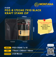 (4236) POZ-B 170240 7X 10 BLACK KRAFT STAND ZIP