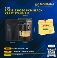 (4238) POZ-B 230330 9X 14 BLACK KRAFT STAND ZIP