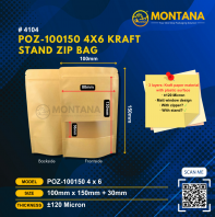 (4104) POZ-100150 4 X 6 KRAFT STAND ZIP BAG