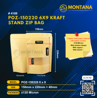 (4106) POZ-150220 6 X 9 KRAFT STAND ZIP BAG