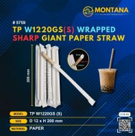 (5759) TP W1220GS (S) WRAPPED SHARP BROWN GIANT PAPER STRAW